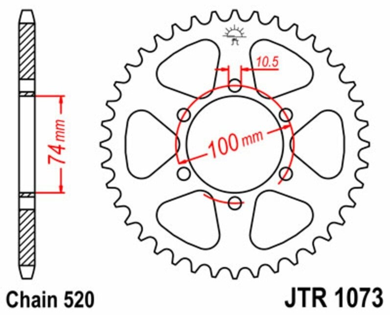 JT SPROCKETS JTスプロケット Steel Standard Rear Sprocket 1073 - 520 GV 250 AQUILA HYOSUNG ヒョースン ドリブンスプロケット・リアスプロケット 駆動系
