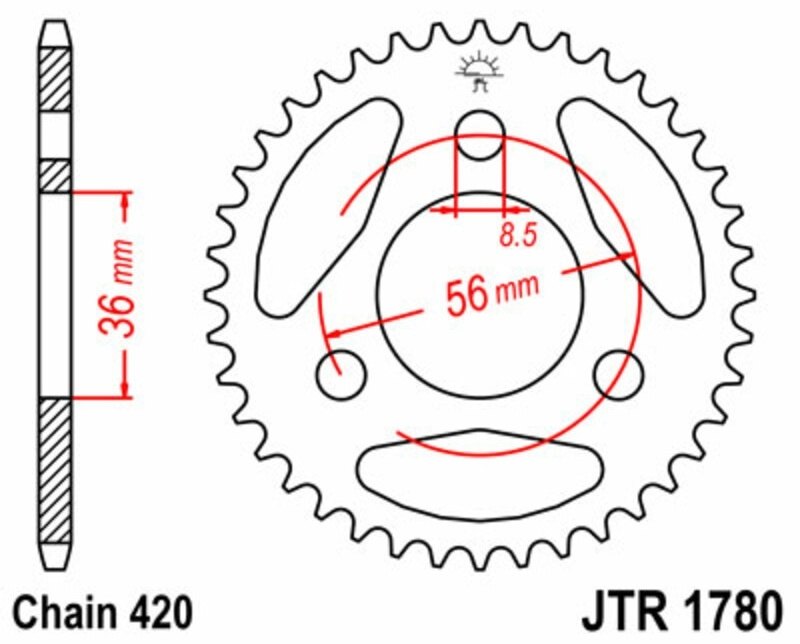 JT SPROCKETS JTスプロケット スチール製リアスプロケット スタンダード 1780-420 KDX50 A1-A3、A6F JR..