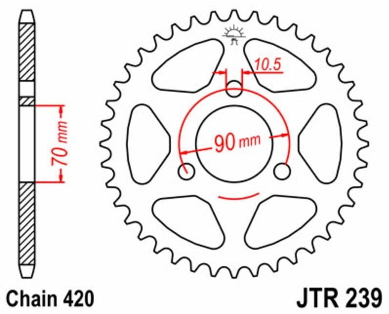 JT SPROCKETS JTスプロケット Steel Standard Rear Sprocket 239 - 420 MB50 SA Germany仕様 MBX50 SD、SF SDH 50 kmh MT50 S MB80 S-A MTX80 France仕様 RSD HONDA ホンダ ドリブンスプロケット・リアスプロケット 駆動系