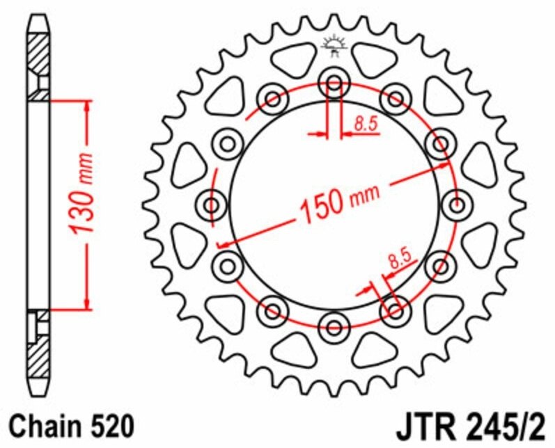 JT SPROCKETS JTスプロケット Steel Standard Rear Sprocket 245/2 - 520 XL 250 S 500 600 R XR 200 H..