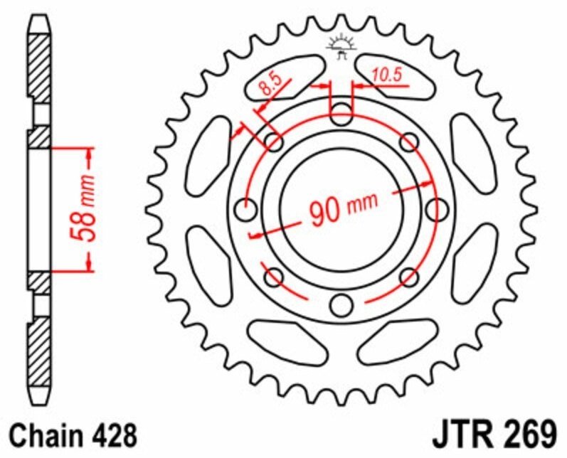 JT SPROCKETS JTスプロケット スチール製リアスプロケット スタンダード 269 - 428 CG125 E CG125 CG125 W HONDA ホンダ ドリブンスプロケット・リアスプロケット