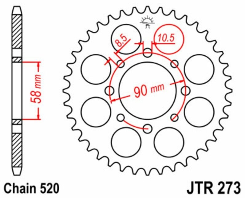 JT SPROCKETS JTスプロケット スチール製リアスプロケット スタンダード 273 - 520 CA125 S Rebel France仕様 CMX250 C-Y HONDA ホンダ ドリブンスプロケット・リアスプロケット 駆動系