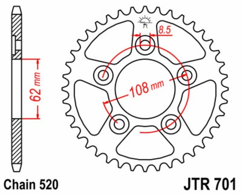JT SPROCKETS JT���ץ����å� Steel Standard Rear Sprocket 701 - 520 125 Mito Sports Euro 2 SP525 N1 Raptor 600 River CAGIVA ������ �ɥ�֥󥹥ץ����åȡ��ꥢ���ץ����å� ��ư��