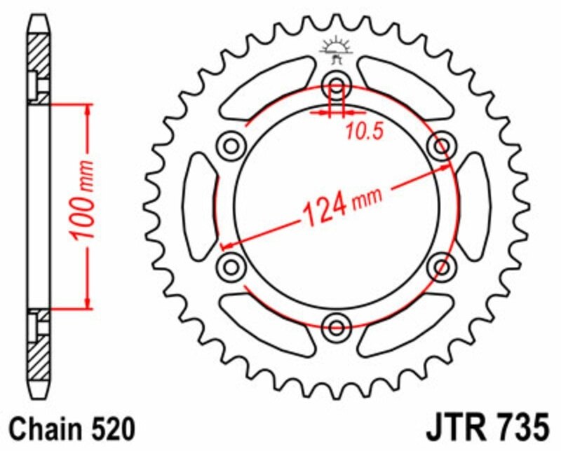JT SPROCKETS JTスプロケット スチール製リアスプロケット スタンダード 735 - 520 696 Monster DUCATI ドゥカティ ドリブンスプロケット・リアスプロケット 駆動系