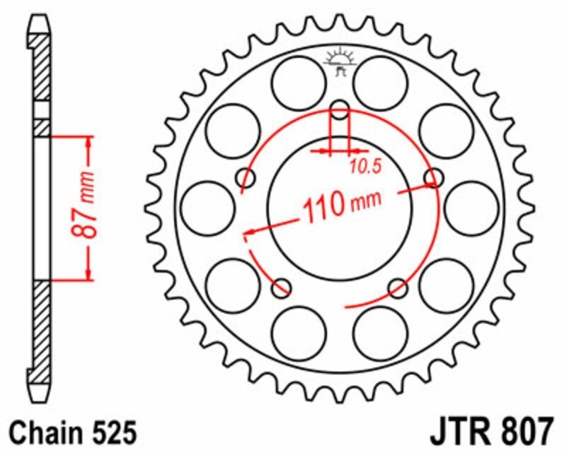 JT SPROCKETS JTץå Steel Standard Rear Sprocket 807 - 525 GSF 400 BANDIT GSF 650 BANDIT GSF 650 BANDIT ABS GSF 650 BANDIT S GSF 650 BANDIT S ABS GSX 400 S GSX 650 F GSX 650 F ABS SV 650 SV 650 ABS SV 650 S SV 650 S ABS SV 650 X ABS