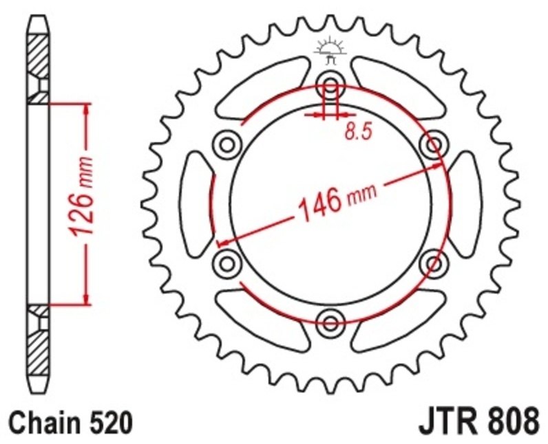 JT SPROCKETS JTスプロケット Steel Self-Cleaning Rear Sprocket 808 - 520 DR 250 S DR-Z RM 125 RM-Z 450 RMX SUZUKI スズキ ドリブンスプロケット・リアスプロケット 駆動系