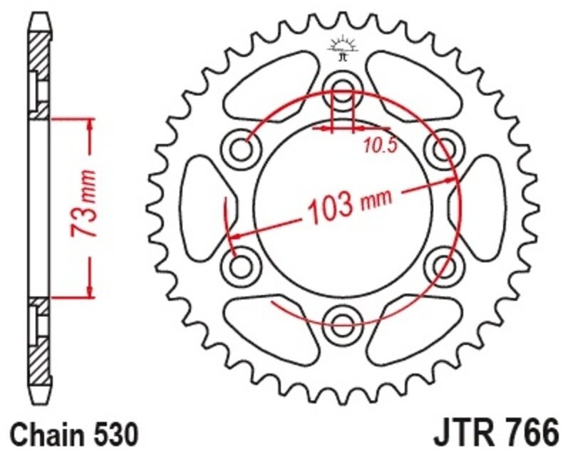 JT SPROCKETS JTスプロケット スチール製リアスプロケット スタンダード 766-530 1200 Multistrada Enduro Pro 1260 Touring DUCATI ドゥカティ ドリブンスプロケット・リアスプロケット 駆動系