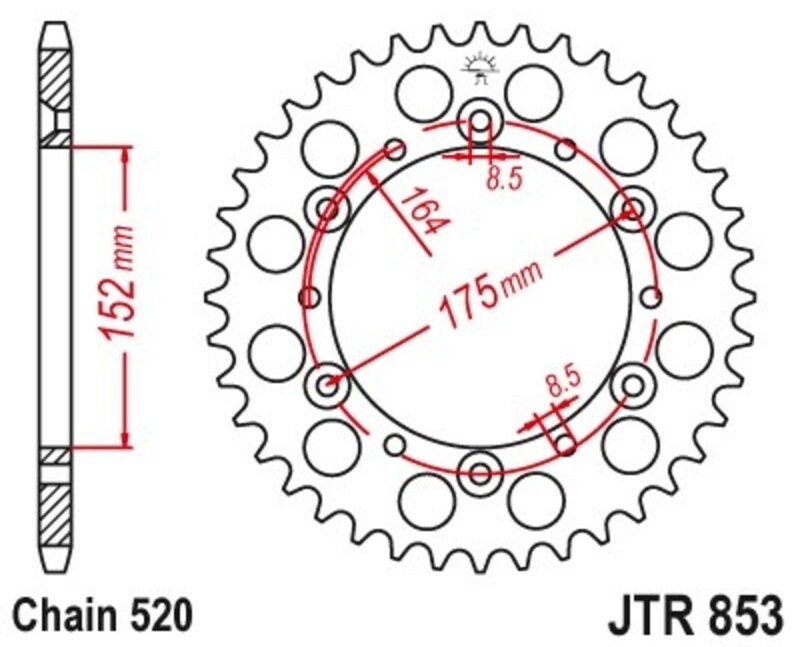 JT SPROCKETS JTスプロケット スチール製リアスプロケット スタンダード 853-520 TT-R 250 WR 125 Z 200 R 400 F 500 XT YFM 350 WARRIOR 2WD 660 RAPTOR YFS BLASTER SPECIAL EDITION YFZ BANSHEE YZ 490 DXR YAMAHA ヤマハ DERBI デルビ 駆動系