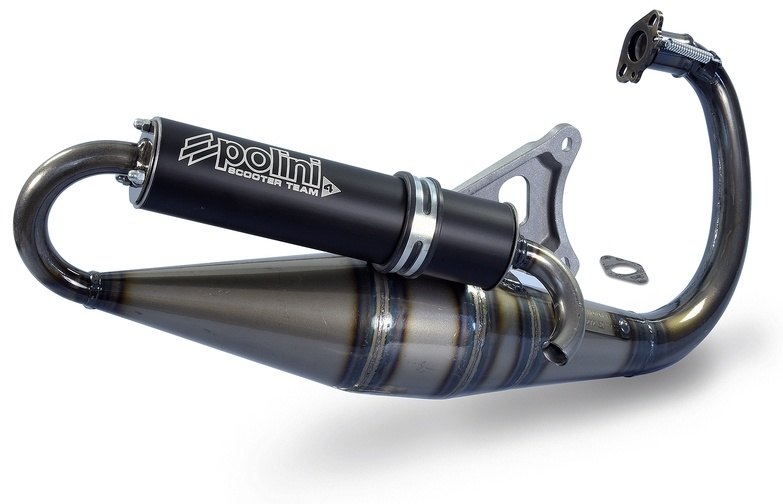 Polini ポリーニ Team 4 フルエキゾーストシステム - ブラックアルミニウム Yamaha YAMAHA ヤマハ APRILIA アプリリア MALAGUTI マラグーティ PGO MBK チャンバー マフラー