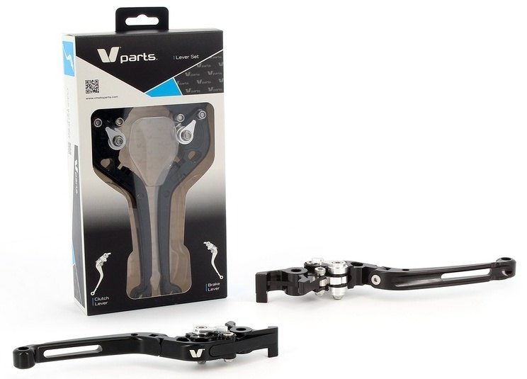 V PARTS ブイパーツ 折りたたみレバー 177mm ブラック/アルミ製ボルトアダプター付き (セット) KTM 690 DUKE ABS ENDURO R ブレーキ・クラッチレバーセット ハンドル周辺パーツ ハンドル