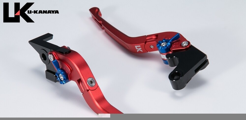 U-KANAYA ユーカナヤ 可倒式Rタイプ アルミビレットレバーセット マットカラー SPEED TWIN 900 TRIUMPH トライアンフ ブレーキ・クラッチレバーセット ハンドル周辺パーツ ハンドル レバーカラー：マットレッド / アジャスターカラー：マットブルー