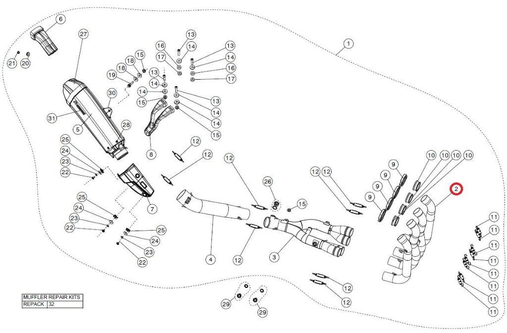 AKRAPOVIC アクラポビッチ 【リペアパーツ】H-Y10E1 header set ti YZF-R1 YAMAHA ヤマハ エキゾーストパイプ マフラー
