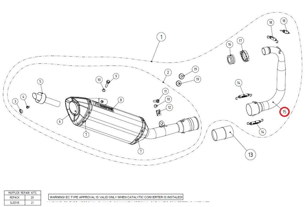 AKRAPOVIC アクラポビッチ H-Y125R2 header SS MT-125 YZF-R125 YAMAHA ヤマハ エキゾーストパイプ マフラー