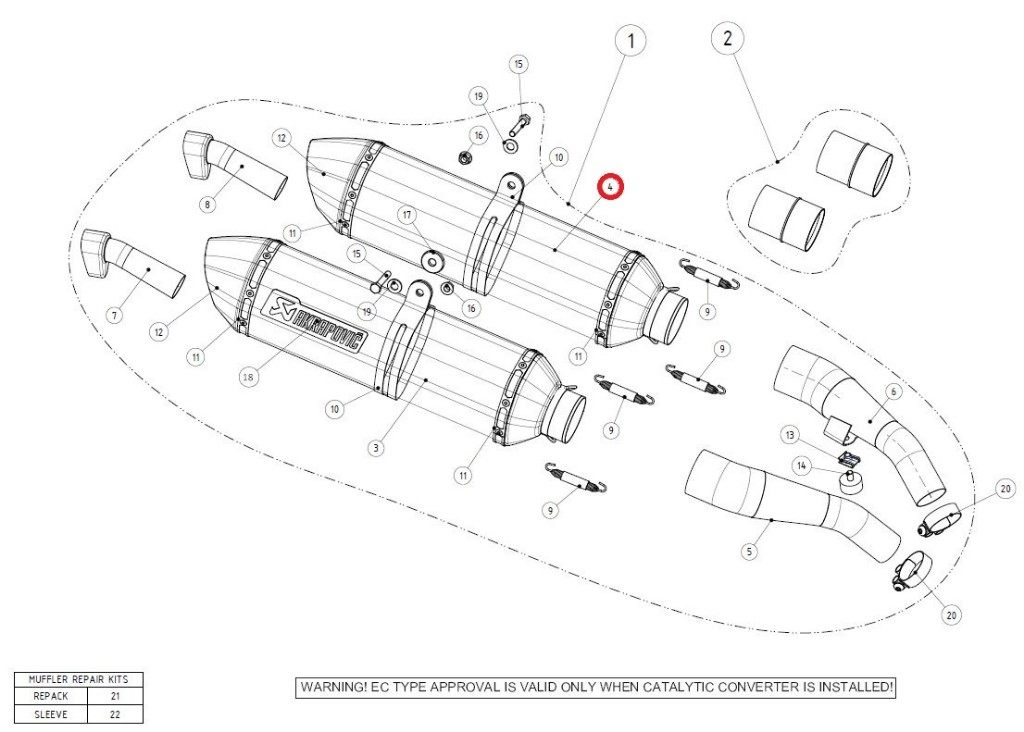 AKRAPOVIC アクラポビッチ 【リペアパーツ】M-HR03402TL muffler ti l FJR1300 YAMAHA ヤマハ 補修・汎用サイレンサー マフラー