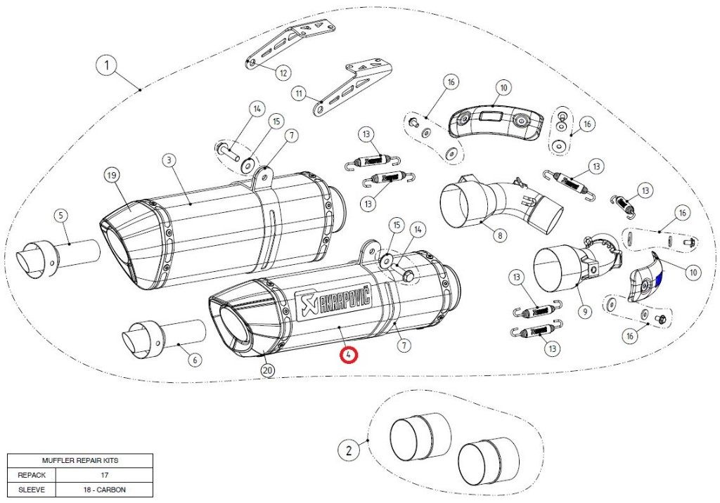 AKRAPOVIC アクラポビッチ 【リペアパーツ】M-HZ03702C muffler ca r MONSTER1100 MONSTER1100S MONSTER696 MONSTER795 MONSTER796 DUCATI ドゥカティ 補修・汎用サイレンサー マフラー