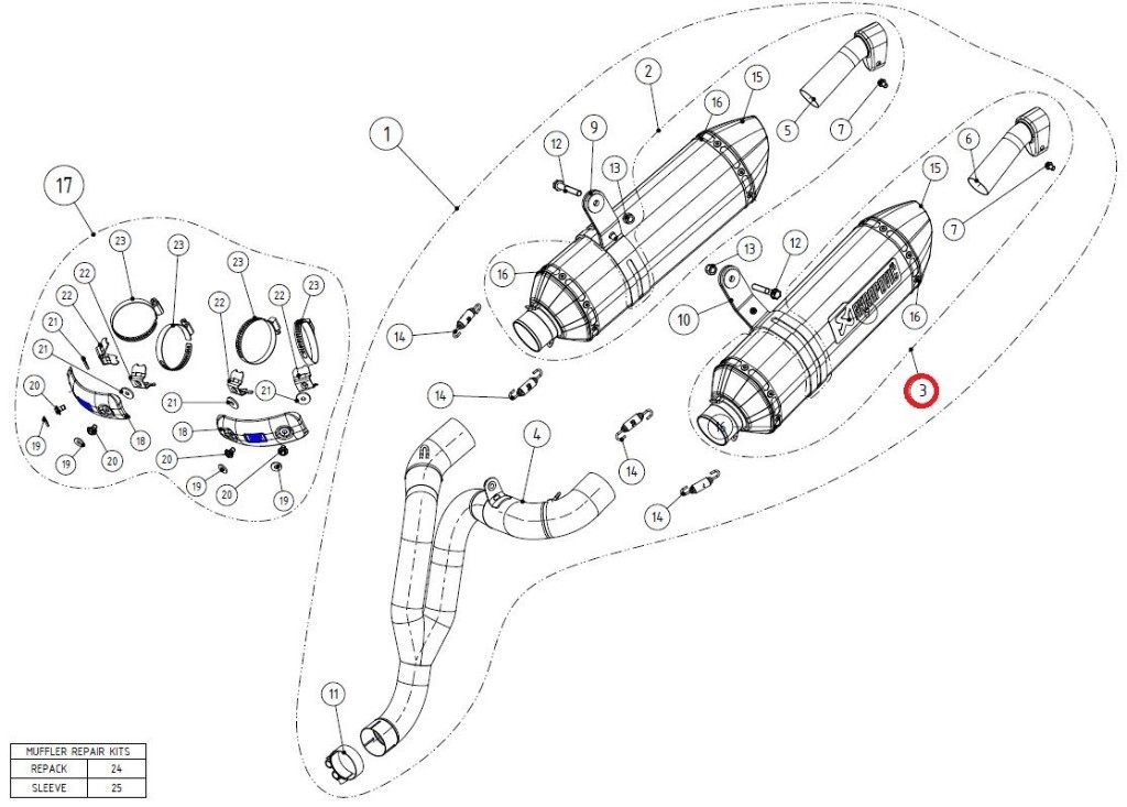 AKRAPOVIC アクラポビッチ 【リペアパーツ】M-HZ05402CL muffler SPEEDTRIPLE R TRIUMPH トライアンフ 補修・汎用サイレンサー マフラー