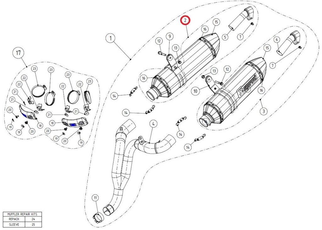 AKRAPOVIC アクラポビッチ 【リペアパーツ】M-HZ05402CR muffler SPEEDTRIPLE R TRIUMPH トライアンフ 補修・汎用サイレンサー マフラー