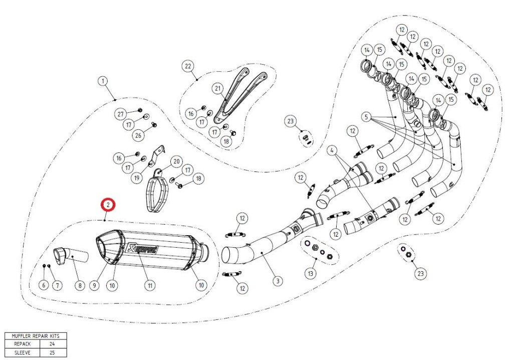 AKRAPOVIC アクラポビッチ 【リペアパーツ】M-R01905C muffler S1000R S1000RR BMW 補修・汎用サイレンサー マフラー