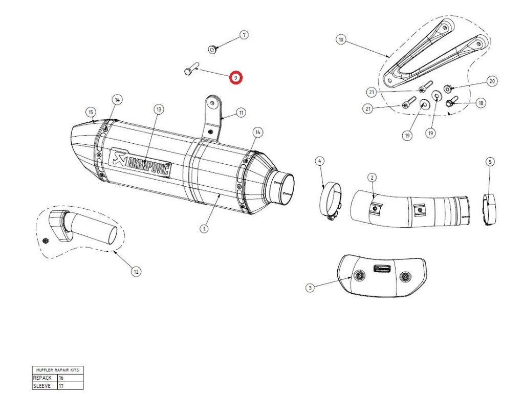 AKRAPOVIC アクラポビッチ 【リペアパーツ】P-FB99 bolt S1000RR BMW その他マフラーオプション・補修部品 マフラー