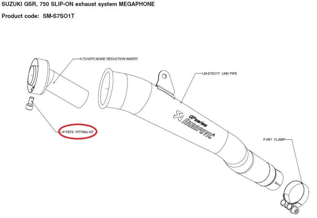 SUZUKI - AKRAPOVIC アクラポビッチ 【リペアパーツ】P-FBT3 fitting kit GSR750 GSX-S750 SUZUKI スズキ その他マフラーオプション・補修部品 マフラー