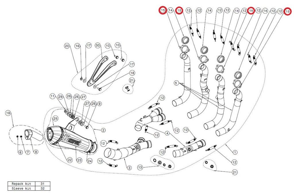 AKRAPOVIC アクラポビッチ 【リペアパーツ】P-FK12 flange S1000R S1000RR S1000XR BMW その他マフラーオプション・補修部品 マフラー