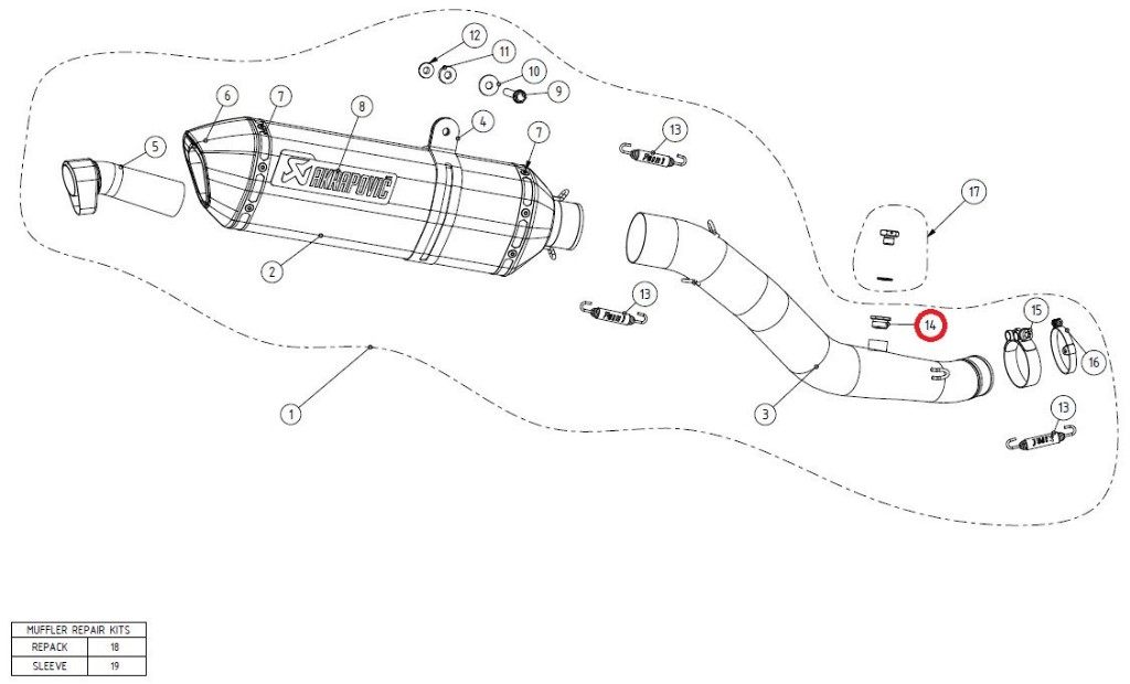 AKRAPOVIC アクラポビッチ 【リペアパーツ】P-LBSB5 lambda reduction insert m18/m12 ZX-10R KAWASAKI カワサキ その他マフラーオプション・補修部品 マフラー