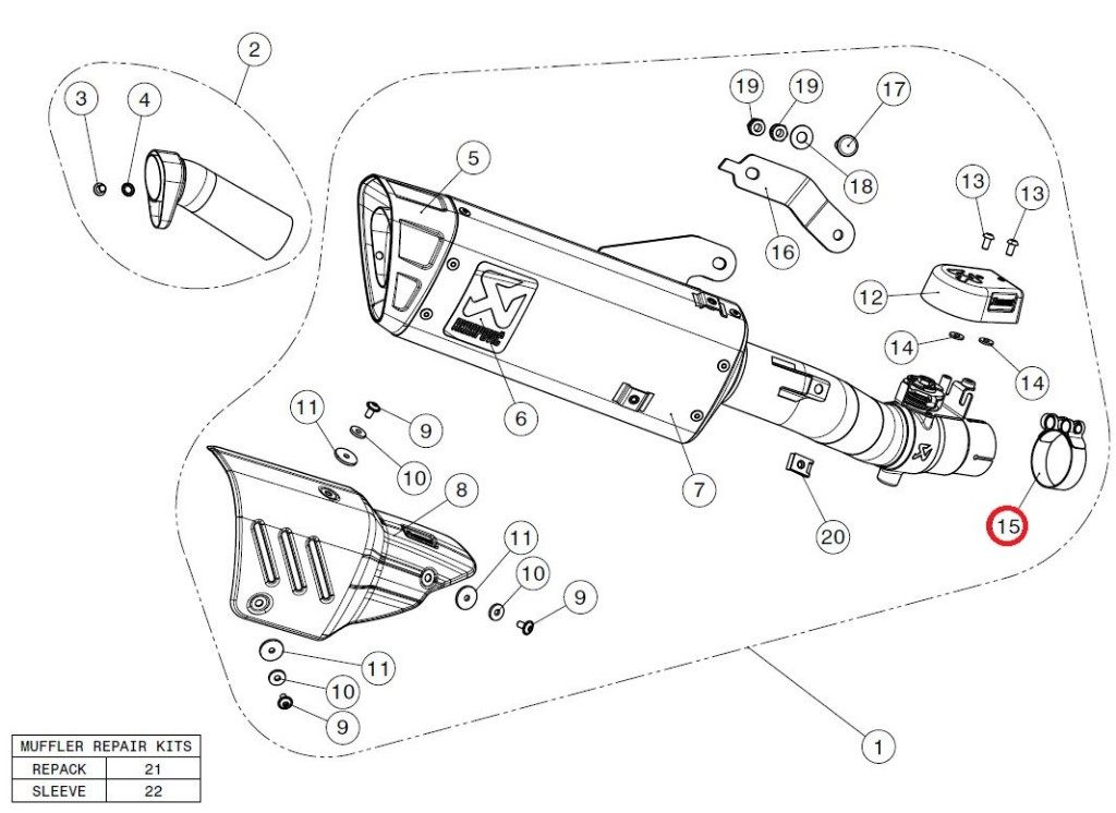 AKRAPOVIC アクラポビッチ P-R59 clamp SS XT1200E XT1200Z YZF-R6