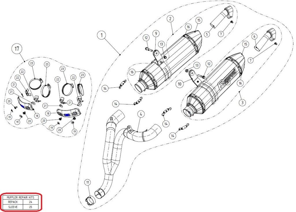 AKRAPOVIC アクラポビッチ 【リペアパーツ】P-RKS239ZC32 muffler sleeve kit SPEEDTRIPLE R TRIUMPH トライアンフ その他マフラーオプション・補修部品 マフラー
