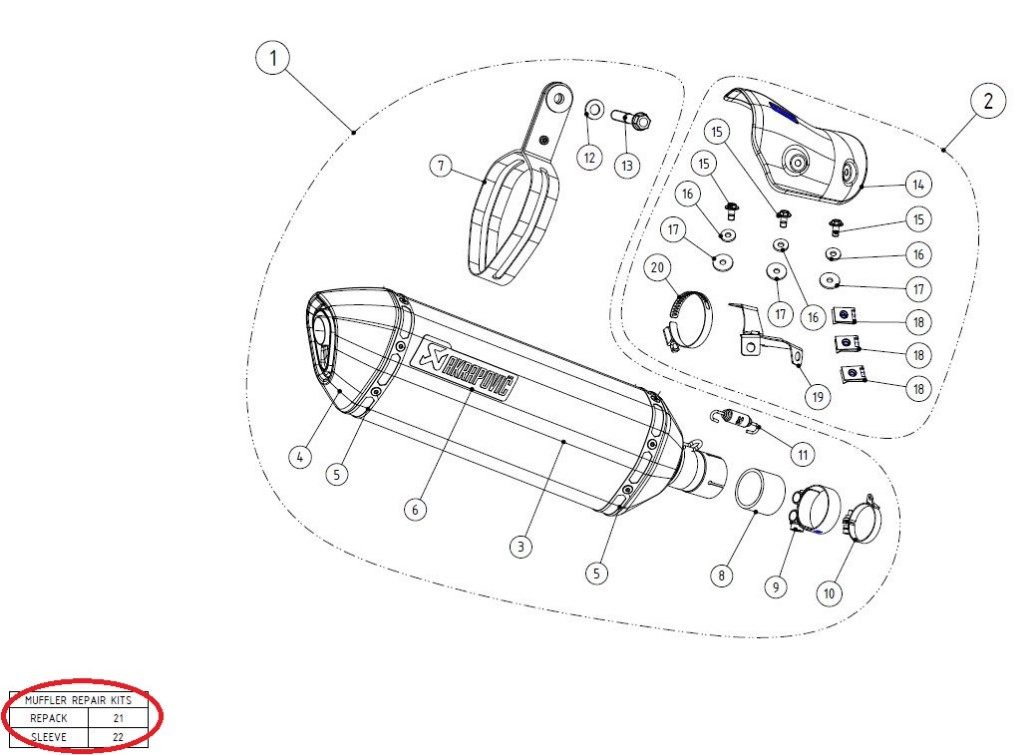 AKRAPOVIC アクラポビッチ 【リペアパーツ】P-RKS240ZT32 muffler sleeve kit VERSYS-X 250 300 KAWASAKI カワサキ その他マフラーオプション・補修部品 マフラー