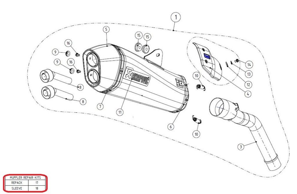 AKRAPOVIC アクラポビッチ 【リペアパーツ】P-RKS321ZAAT40 muffler sleeve kit TIGER800 TIGER800XC TIGER800XCA TIGER800XCX TIGER800XR TIGER800XRT TIGER800XRX TRIUMPH トライアンフ その他マフラーオプション・補修部品 マフラー