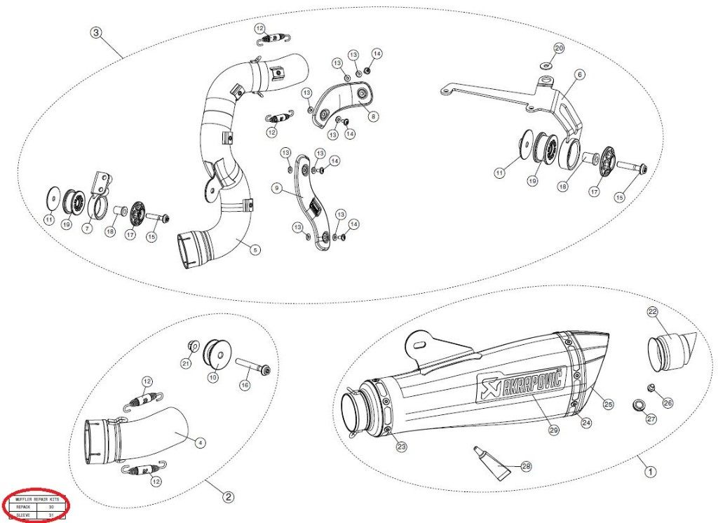 AKRAPOVIC アクラポビッチ 【リペアパーツ】P-RKS408CZ470 muffler sleeve kit RNINE T BMW その他マフラーオプション・補修部品 マフラー