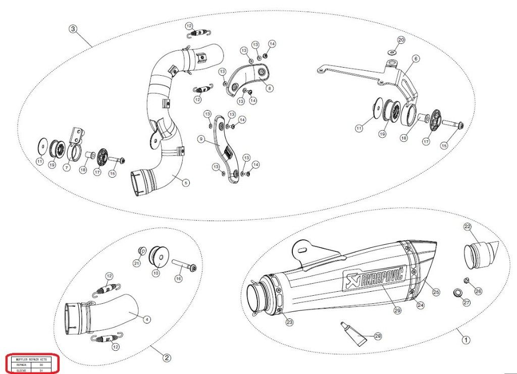 AKRAPOVIC アクラポビッチ 【リペアパーツ】P-RKS425CZ470 muffler sleeve kit RNINE T BMW その他マフラーオプション・補修部品 マフラー