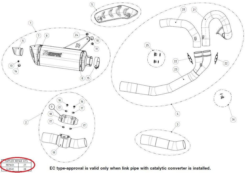AKRAPOVIC アクラポビッチ 【リペアパーツ】P-RKS432R320 muffler sleeve kit MONSTER1200 MONSTER1200S MONSTER821 DUCATI ドゥカティ その他マフラーオプション・補修部品 マフラー