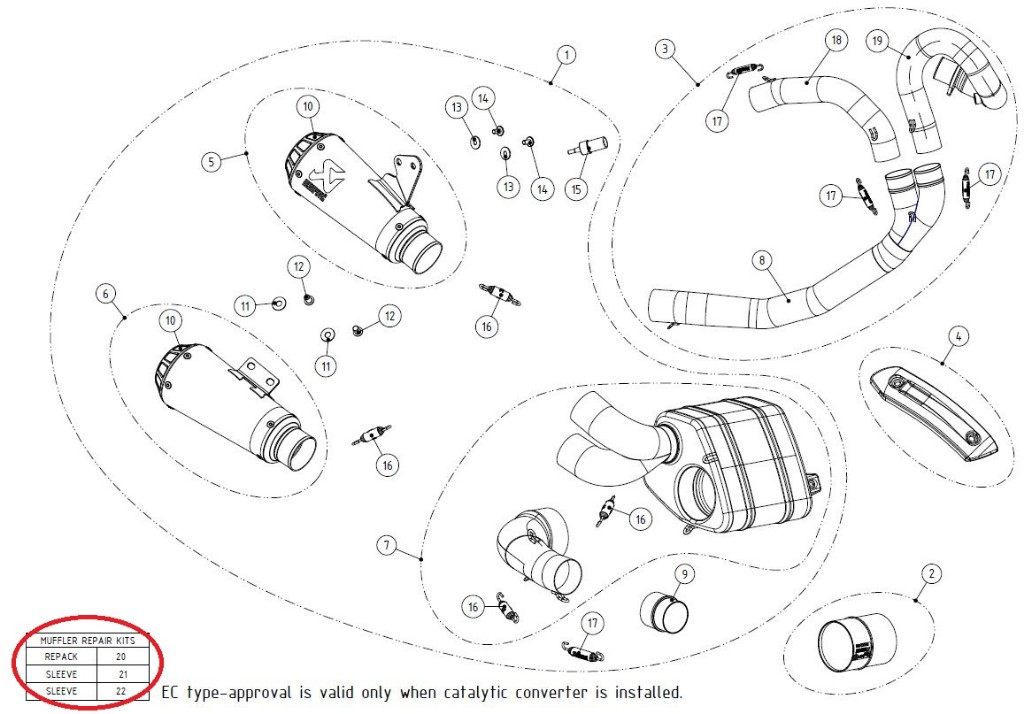 AKRAPOVIC アクラポビッチ 【リペアパーツ】P-RPCK136 muffler repack kit MONSTER797 Plus SCRAMBLER CAFERACER FULL THROTTLE ICON URBAN CLASSIC ENDURO DUCATI ドゥカティ その他マフラーオプション・補修部品 マフラー