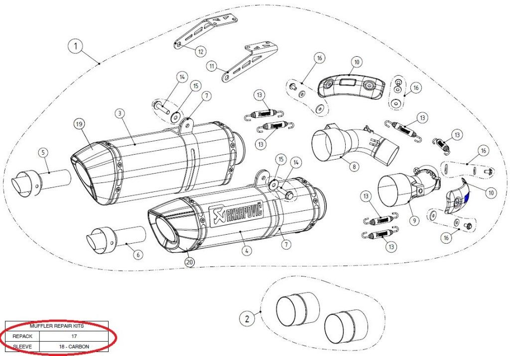 AKRAPOVIC アクラポビッチ 【リペアパーツ】P-RPCK37 muffler repack kit MONSTER1100 MONSTER1100S MONSTER696 MONSTER795 MONSTER796 YZF-R1 DUCATI ドゥカティ YAMAHA ヤマハ その他マフラーオプション・補修部品 マフラー