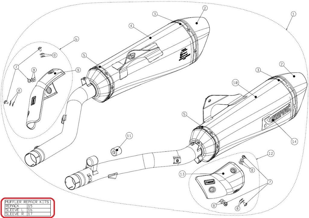 AKRAPOVIC アクラポビッチ 【リペアパーツ】P-RPCK54 muffler repack kit K1600GT K1600GTL BMW その他マフラーオプション・補修部品 マフラー