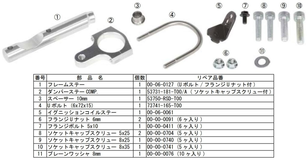 SP武川 SPタケガワ ステアリングダンパーステーキット モンキー ゴリラ 1