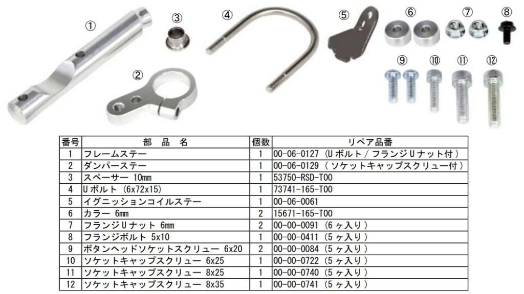 SP武川 SPタケガワ ステアリングダンパーステーキット モンキー ゴリラ HONDA ホンダ ステアリングダンパーブラケット ハンドル周辺パーツ ハンドル