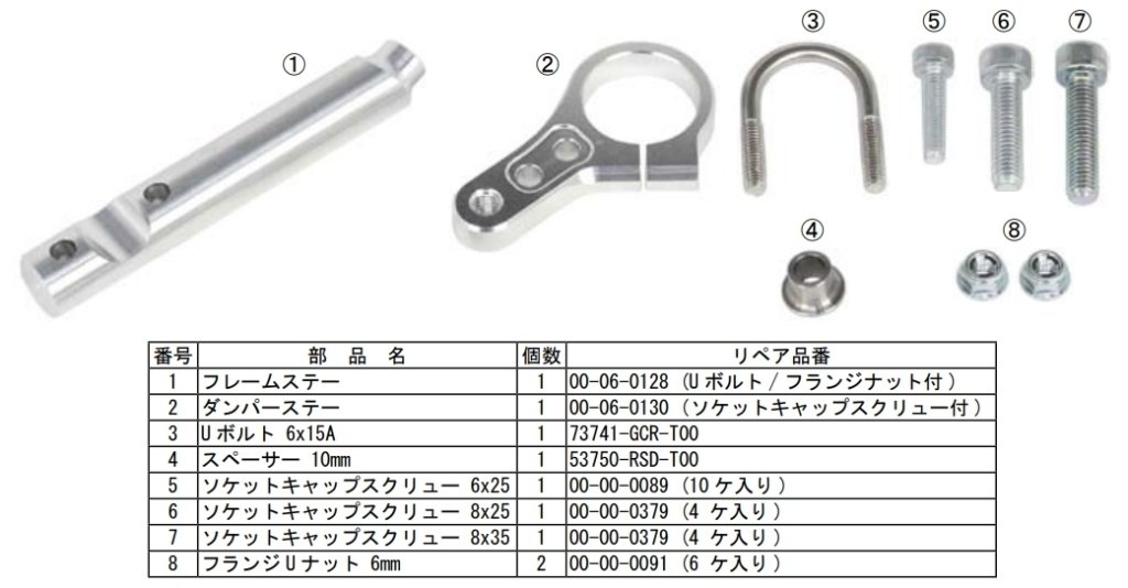 SP武川 SPタケガワ ステアリングダンパーステーキット Ape50 Ape50FI Ape50FIType D Ape100 Type HONDA ホンダ ステアリングダンパーブラケット ハンドル周辺パーツ ハンドル