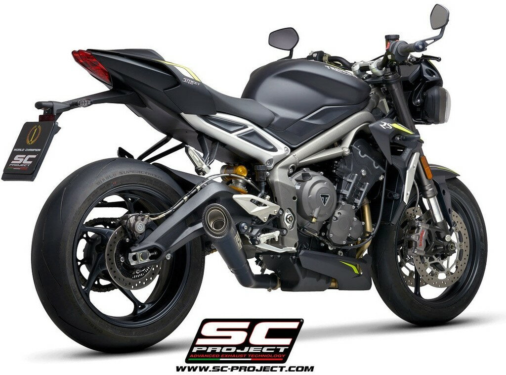 SC-PROJECT SCプロジェクト S1 スリップオンサイレンサー＆フルチタンリンクパイプ ブラックエディション STREET TRIPLE 765 S R RS 660 TRIUMPH トライアンフ スリップオンマフラー マフラー