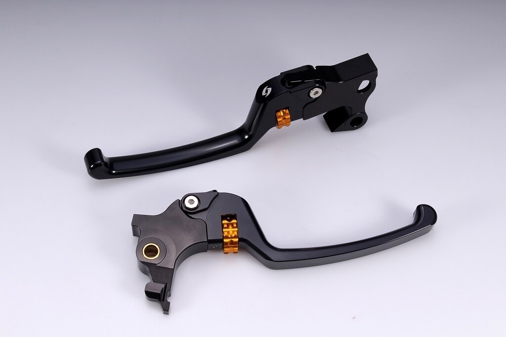 SPEEDRA スピードラ アジャスタブルレバーセット スタンダードタイプ HARLEY-DAVIDSON ハーレーダビッドソン ブレーキ・クラッチレバーセット ハンドル周辺パーツ ハンドル アジャスターカラー：ゴールド / レバー本体カラー：ブラック(ハードアルマイト)
