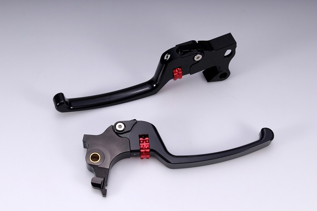 SPEEDRA スピードラ アジャスタブルレバーセット スタンダードタイプ HARLEY-DAVIDSON ハーレーダビッドソン ブレーキ・クラッチレバーセット ハンドル周辺パーツ ハンドル アジャスターカラー：レッド / レバー本体カラー：ブラック(ハードアルマイト)