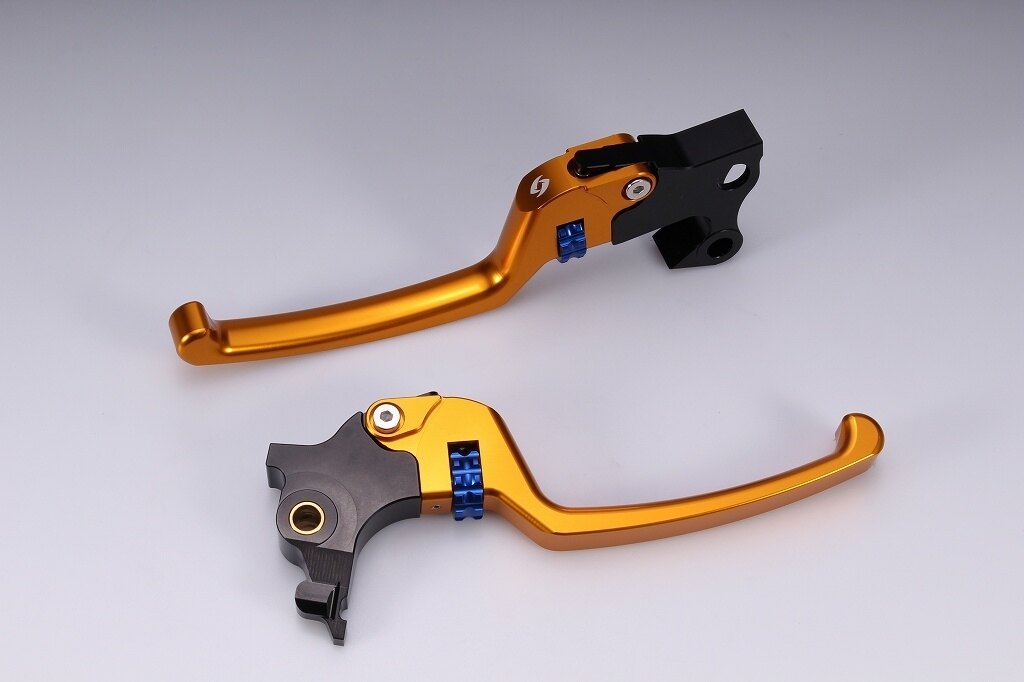 SPEEDRA スピードラ アジャスタブルレバーセット スタンダードタイプ HARLEY-DAVIDSON ハーレーダビッドソン ブレーキ・クラッチレバーセット ハンドル周辺パーツ ハンドル レバー本体カラー：ゴールド / アジャスターカラー：ブルー