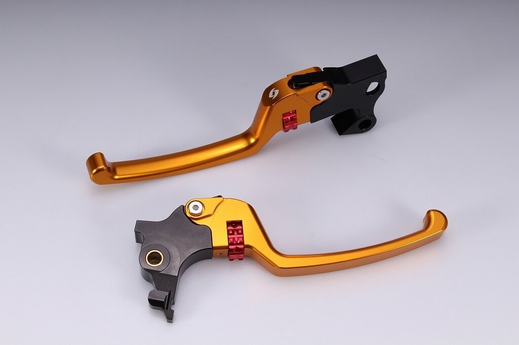SPEEDRA スピードラ アジャスタブルレバーセット スタンダードタイプ HARLEY-DAVIDSON ハーレーダビッドソン ブレーキ・クラッチレバーセット ハンドル周辺パーツ ハンドル レバー本体カラー：ゴールド / アジャスターカラー：レッド