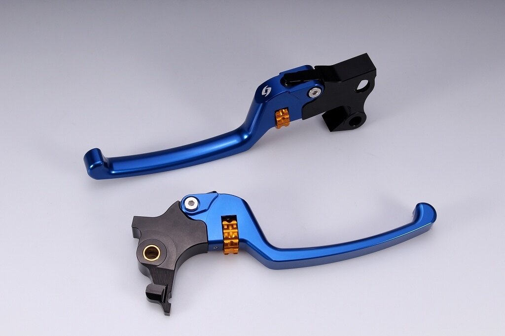 SPEEDRA スピードラ アジャスタブルレバーセット スタンダードタイプ HARLEY-DAVIDSON ハーレーダビッドソン ブレーキ・クラッチレバーセット ハンドル周辺パーツ ハンドル レバー本体カラー：ブルー / アジャスターカラー：ゴールド