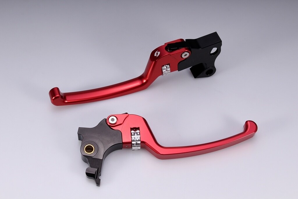 SPEEDRA スピードラ アジャスタブルレバーセット スタンダードタイプ HARLEY-DAVIDSON ハーレーダビッドソン ブレーキ・クラッチレバーセット ハンドル周辺パーツ ハンドル レバー本体カラー：レッド / アジャスターカラー：シルバー