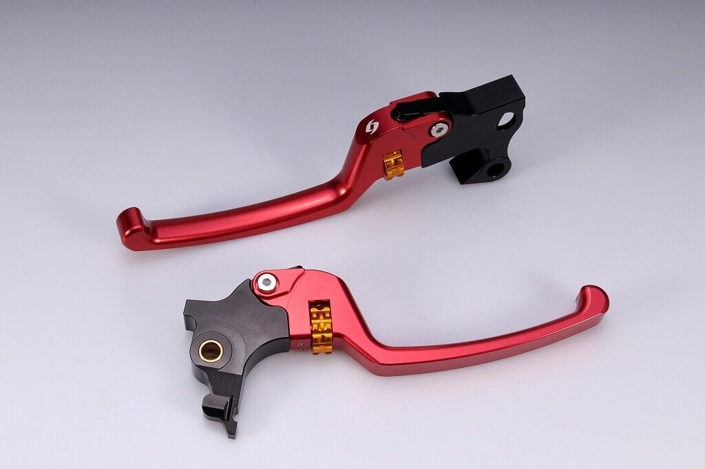 SPEEDRA スピードラ アジャスタブルレバーセット スタンダードタイプ HARLEY-DAVIDSON ハーレーダビッドソン ブレーキ・クラッチレバーセット ハンドル周辺パーツ ハンドル レバー本体カラー：レッド / アジャスターカラー：ゴールド