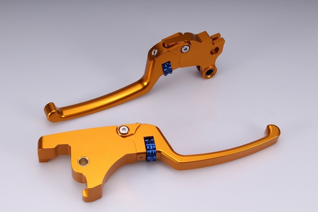 SPEEDRA スピードラ アジャスタブルレバーセット スタンダードタイプ HARLEY-DAVIDSON ハーレーダビッドソン ブレーキ・クラッチレバーセット ハンドル周辺パーツ ハンドル レバー本体カラー：ゴールド / アジャスターカラー：ブルー