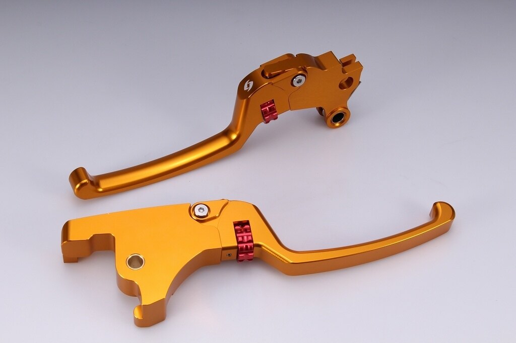 SPEEDRA スピードラ アジャスタブルレバーセット スタンダードタイプ HARLEY-DAVIDSON ハーレーダビッドソン ブレーキ・クラッチレバーセット ハンドル周辺パーツ ハンドル レバー本体カラー：ゴールド / アジャスターカラー：レッド