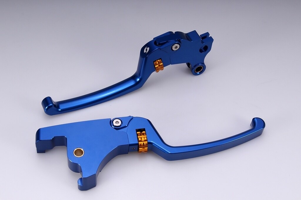 SPEEDRA スピードラ アジャスタブルレバーセット スタンダードタイプ HARLEY-DAVIDSON ハーレーダビッドソン ブレーキ・クラッチレバーセット ハンドル周辺パーツ ハンドル レバー本体カラー：ブルー / アジャスターカラー：ゴールド